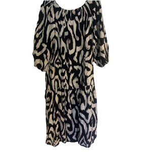 H&M Trend Bardot Off Shoulder Black&white Maxi Dress Size S Oversized Tiered